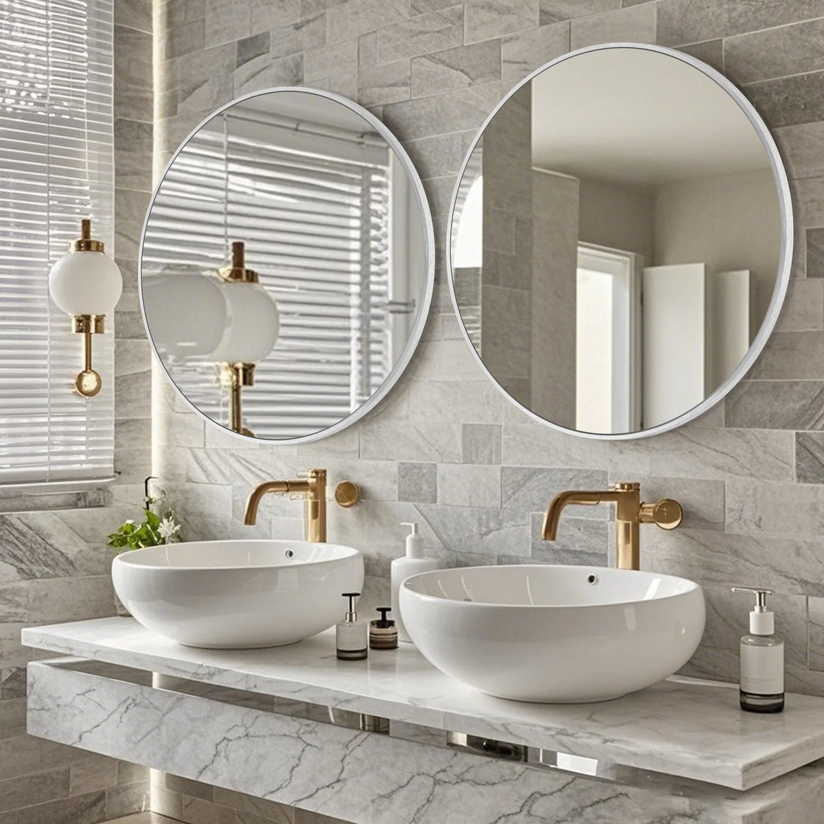 Modern Round Bathroom Vanity Mirror, Wall Mounted Circular Mirror for Bathroom, Bedroom and Home Decor