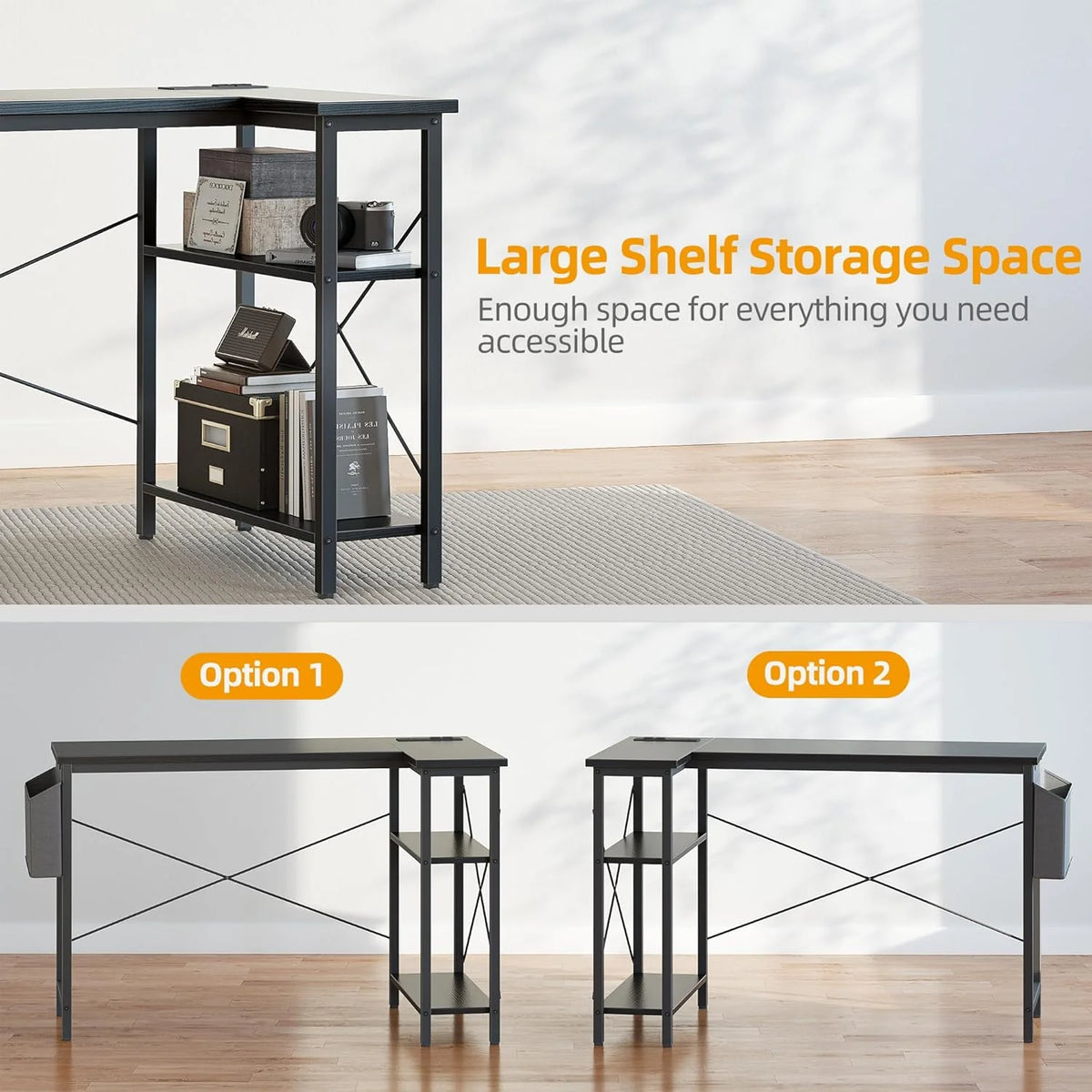 40 Inch L Shaped Computer Desk, Compact Corner Office Desk for Home Office, Study and Small Spaces