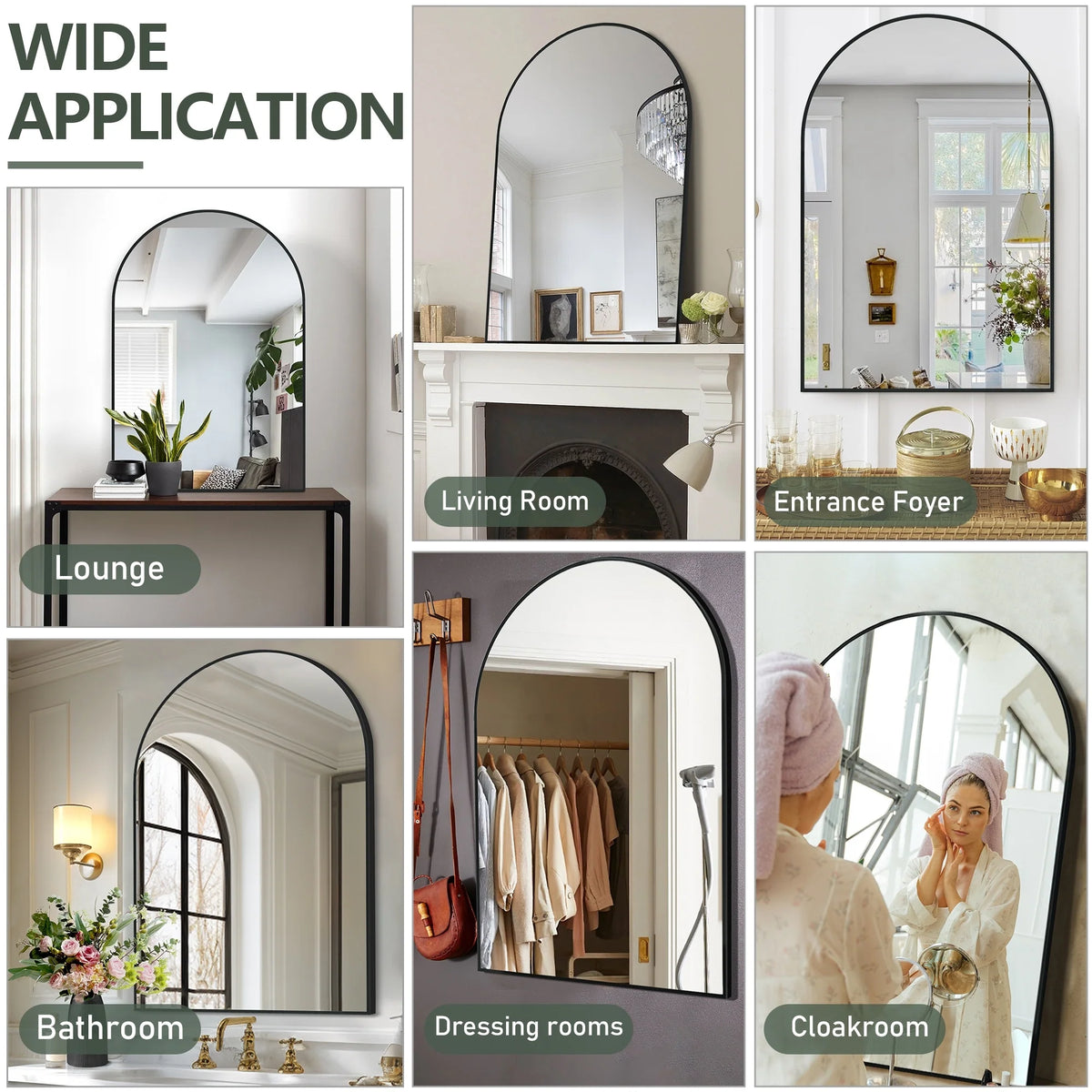 2 Pack 36x24 Inch Arched Bathroom Vanity Mirrors, Wall Mounted Decorative Mirrors for Bathroom and Bedroom