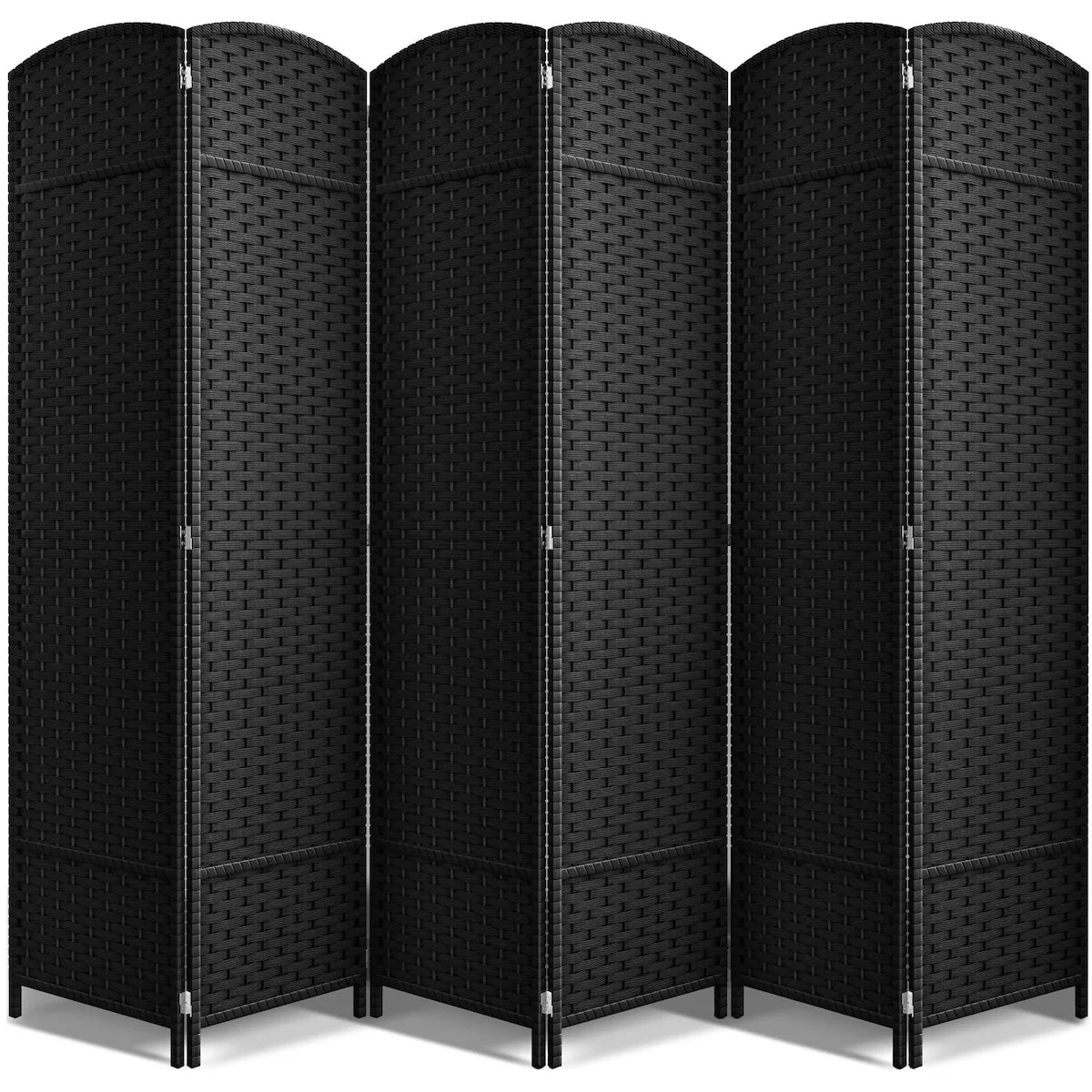 6 Panel Room Divider, 6ft Tall Extra Wide Folding Privacy Screen with Hand-Woven Mesh Panels