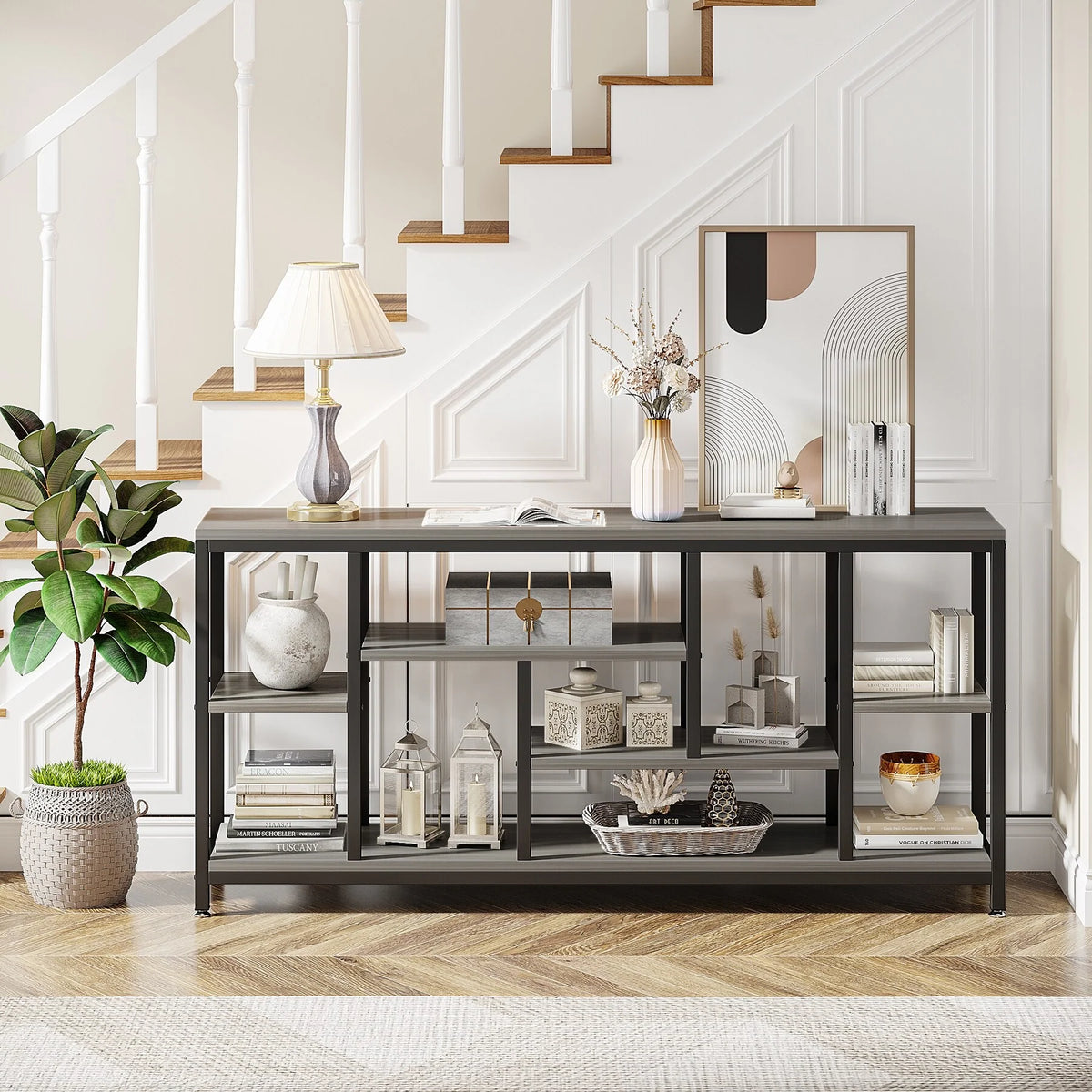 70.9 Inch Console Sofa Table with Storage, 3-Tier Entryway Table for Hallway