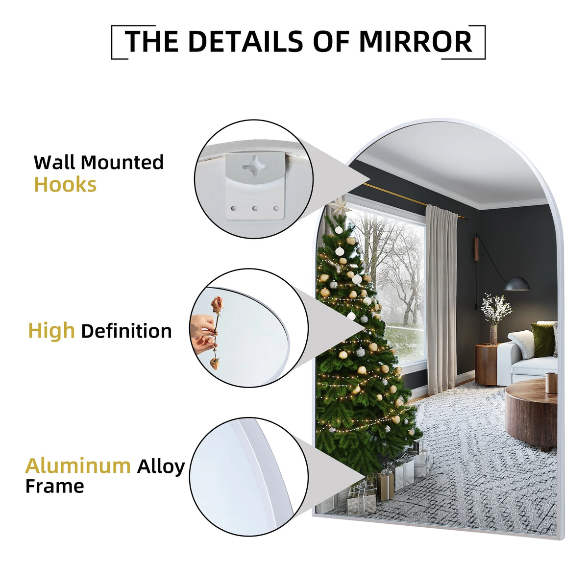 2 Pack 36x24 Inch Arched Bathroom Vanity Mirrors, Wall Mounted Decorative Mirrors for Bathroom and Bedroom