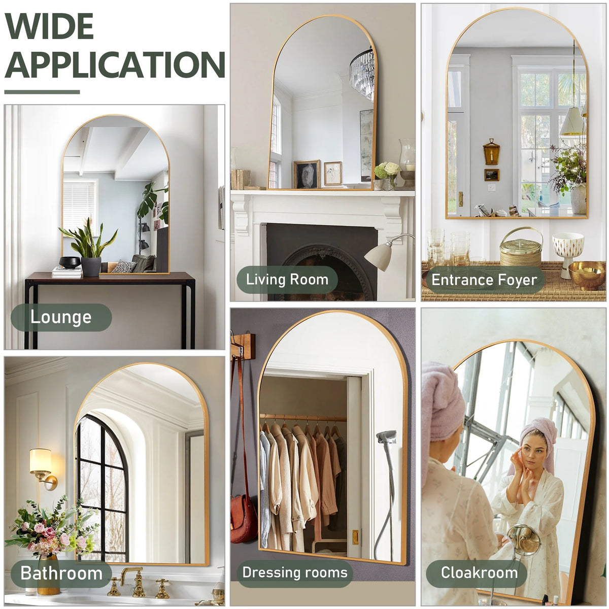 2 Pack 36x24 Inch Arched Bathroom Vanity Mirrors, Wall Mounted Decorative Mirrors for Bathroom and Bedroom