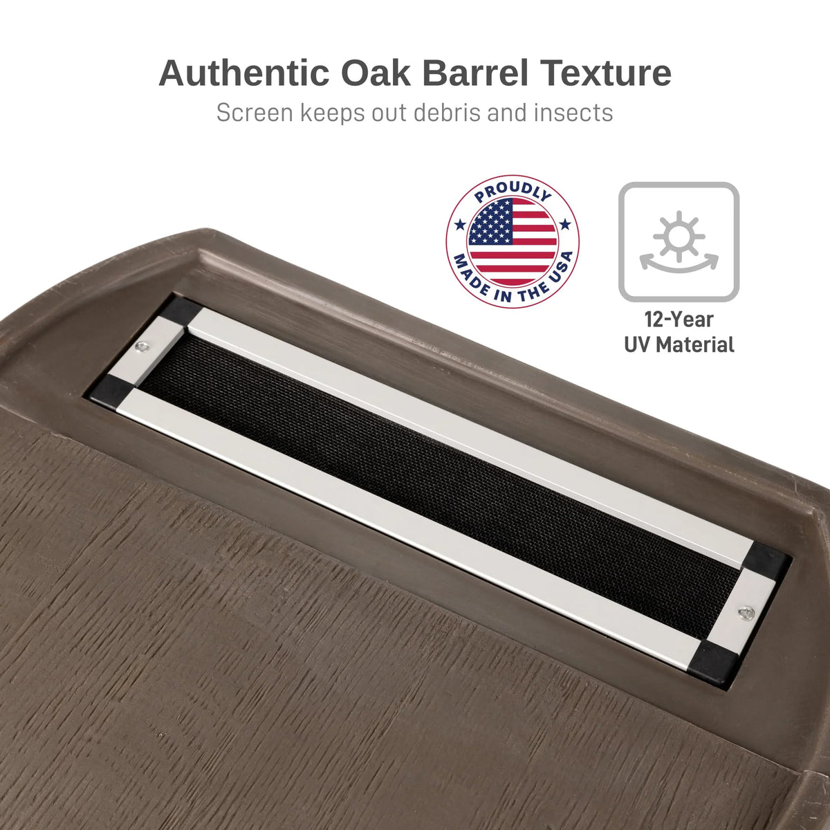 50 Gallon Rain Barrel with Brass Spigot, Walnut Rainwater Collection Barrel for Garden and Outdoor Use