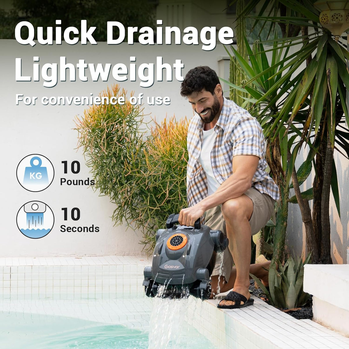 Cordless Robotic Pool Cleaner, Automatic Wall Climbing Pool Vacuum for Swimming Pool Cleaning